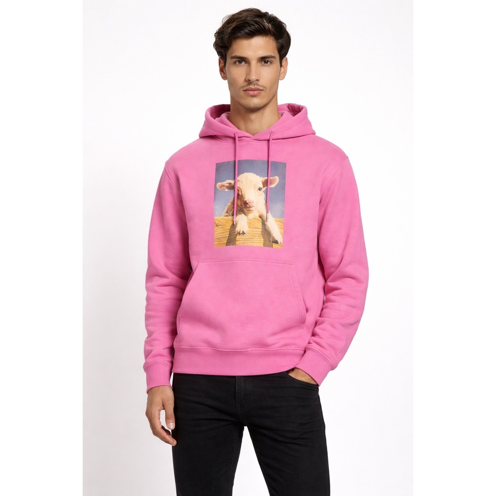 Sandro Paris Rose Pink Sheep Graphic Hoodie‎ Sweatshirt Men's Size M